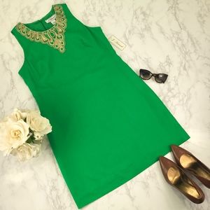 NWT J Howard Kelly Green Dress With Gold Detail 12